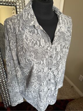 Gray Snake-Print Button Down Shirt - Women